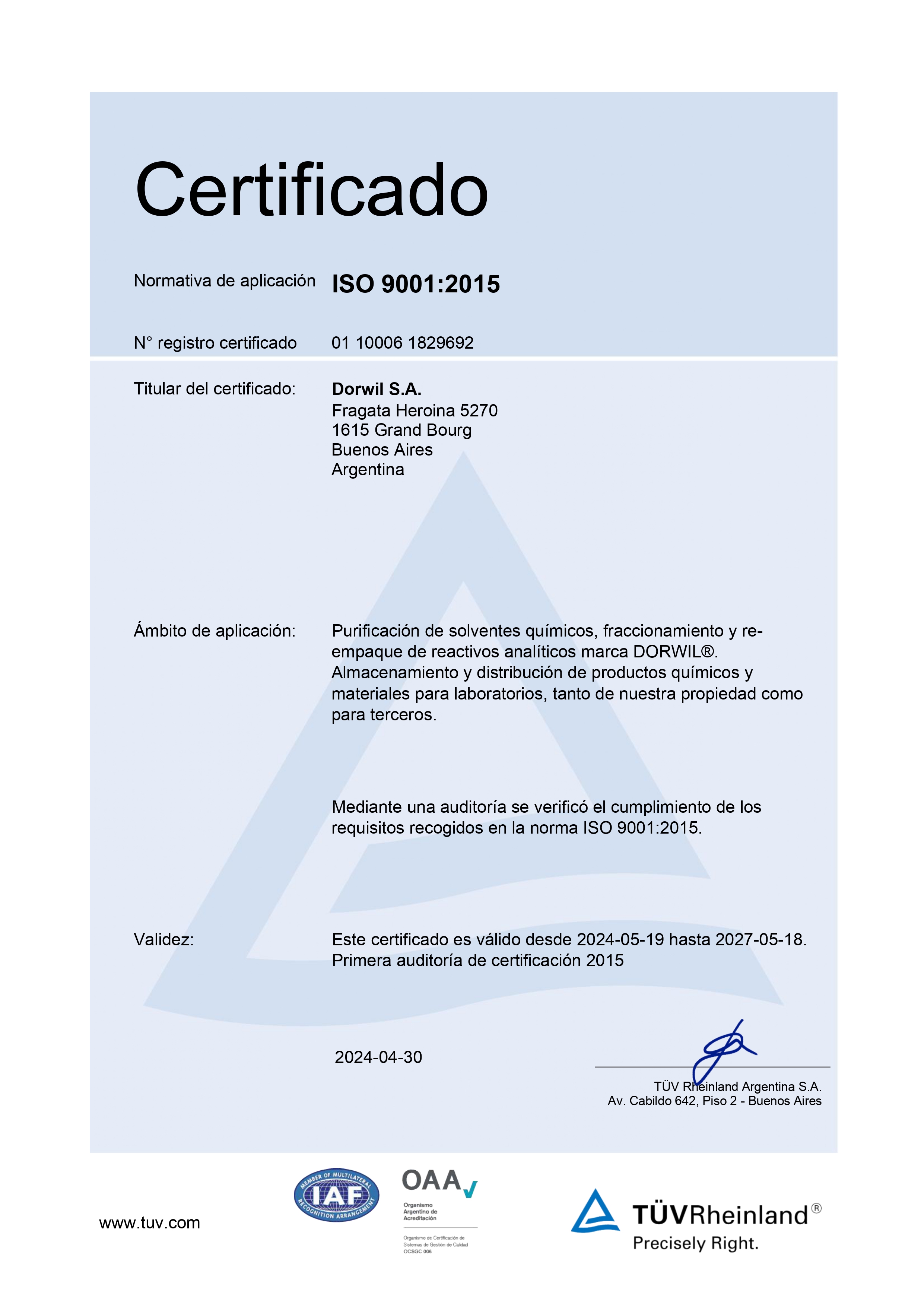 Ceritificación ISO